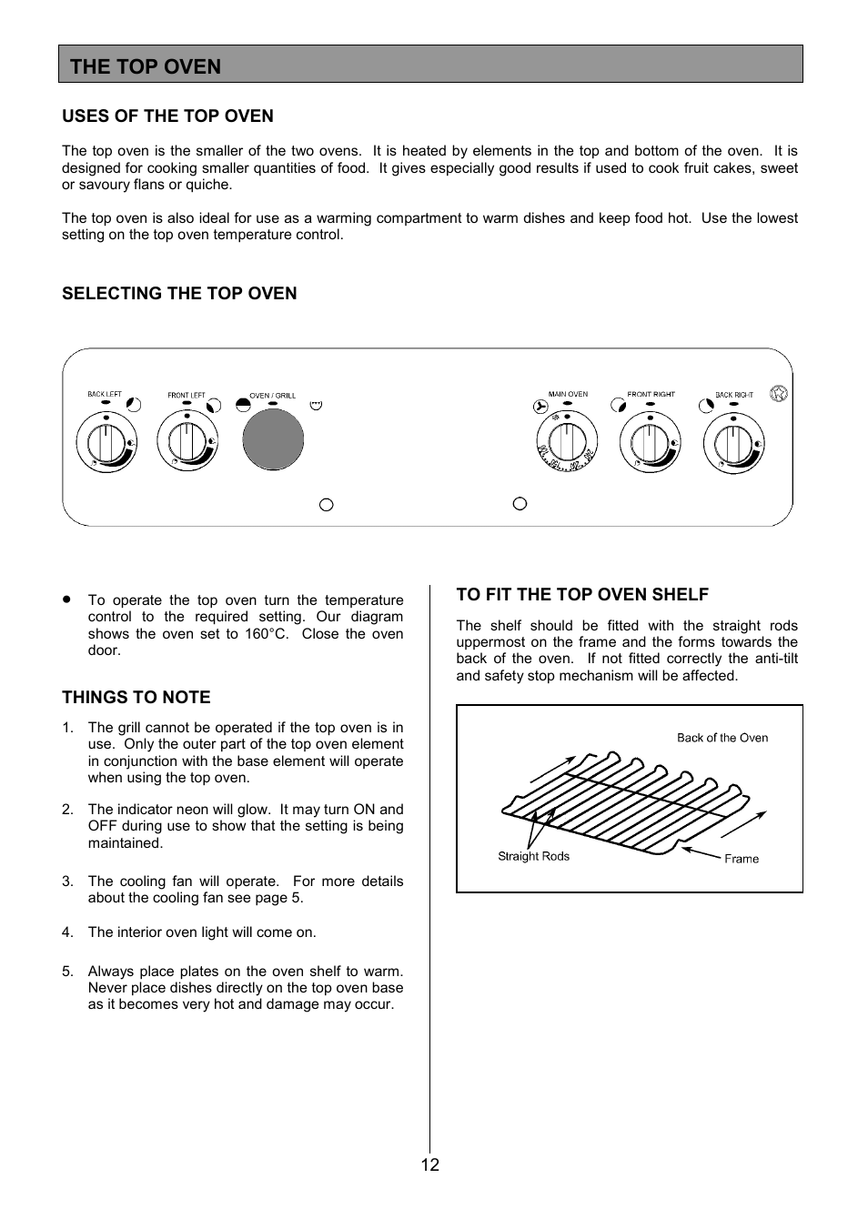 The top oven | Electrolux CSM 559 User Manual | Page 12 / 36