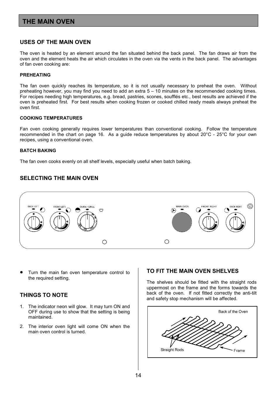 The main oven | Electrolux CSM 559 User Manual | Page 14 / 36