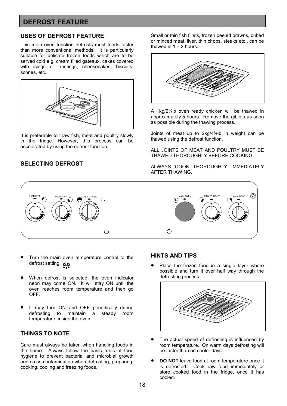 Defrost feature | Electrolux CSM 559 User Manual | Page 18 / 36