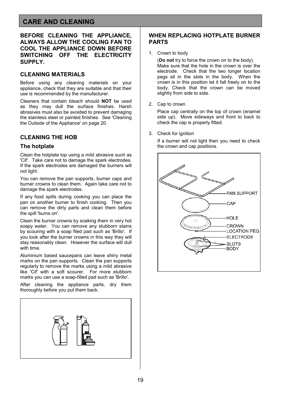 Care and cleaning | Electrolux CSM 559 User Manual | Page 19 / 36