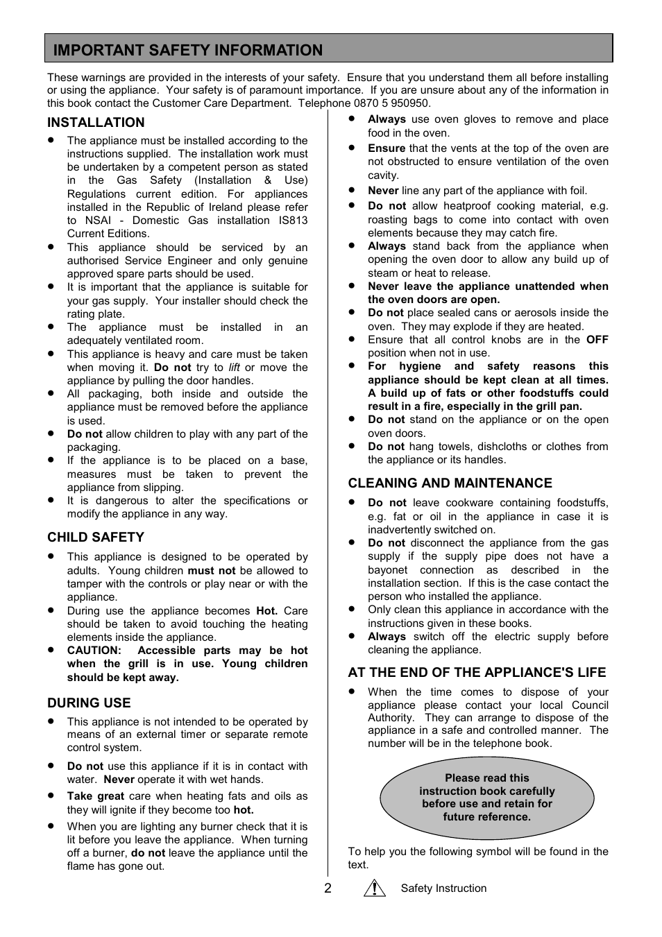 Important safety information | Electrolux CSM 559 User Manual | Page 2 / 36