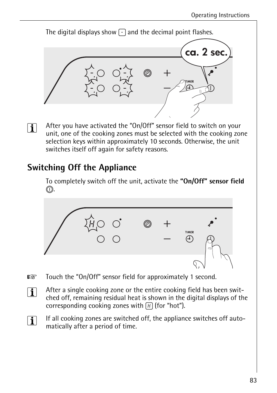 Switching off the appliance | Electrolux C68000K User Manual | Page 15 / 38