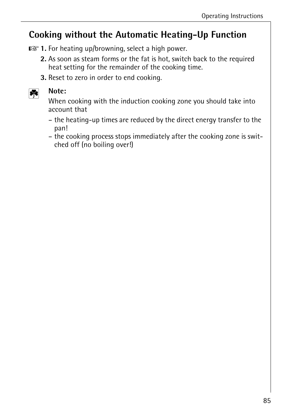 Cooking without the automatic heating-up function | Electrolux C68000K User Manual | Page 17 / 38