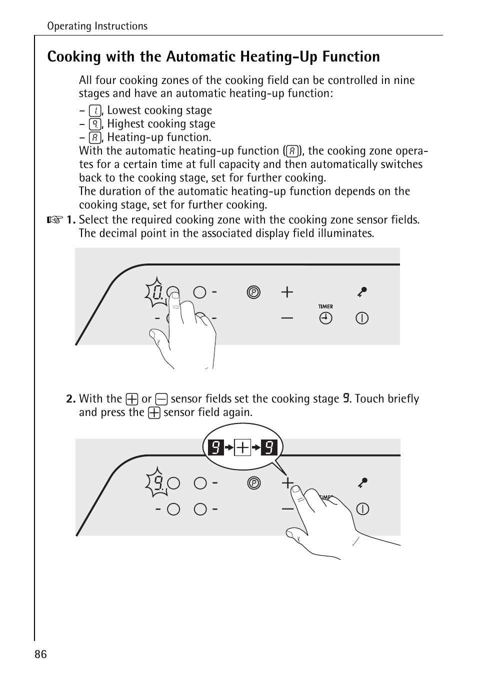 Cooking with the automatic heating-up function | Electrolux C68000K User Manual | Page 18 / 38