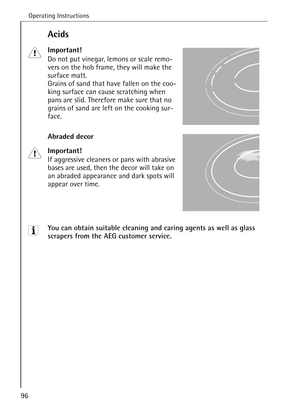 Acids | Electrolux C68000K User Manual | Page 28 / 38