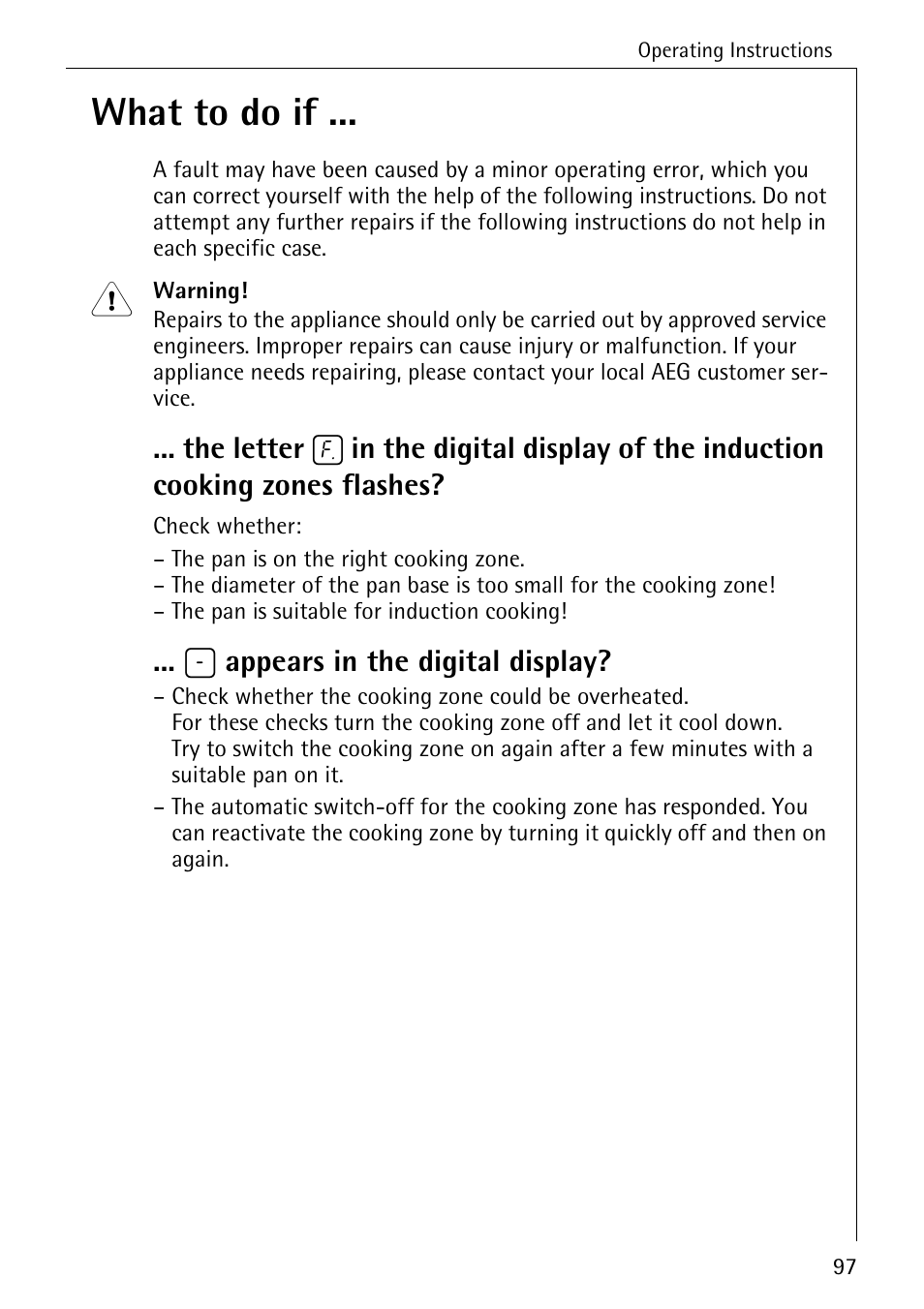 What to do if, J appears in the digital display | Electrolux C68000K User Manual | Page 29 / 38