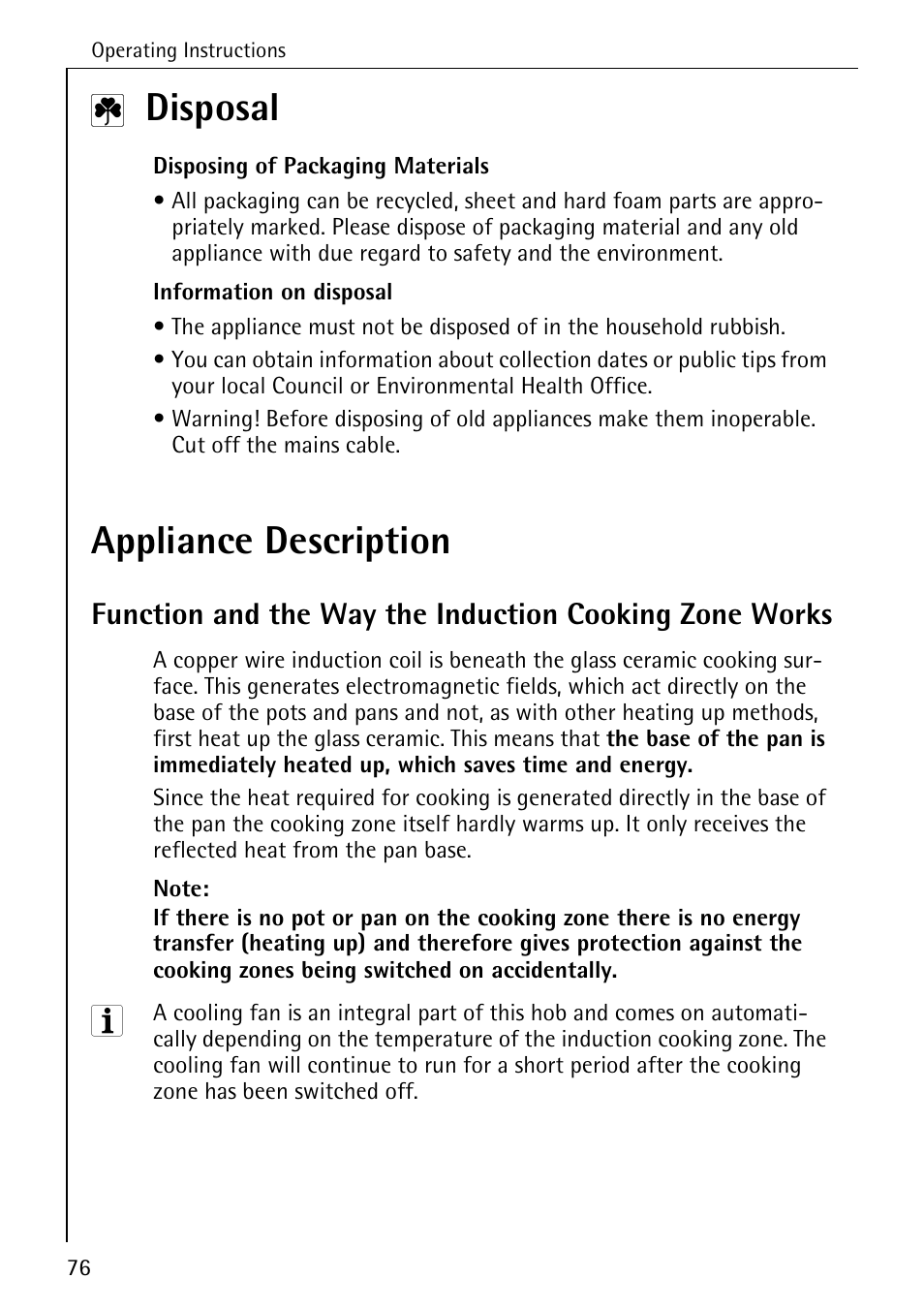 Disposal, Appliance description | Electrolux C68000K User Manual | Page 8 / 38