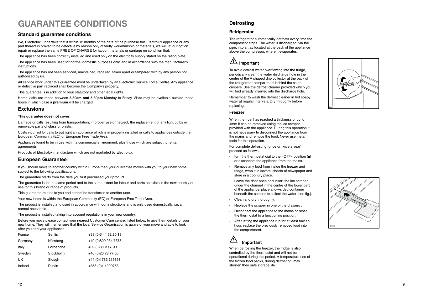 Guarantee conditions | Electrolux ERB 3225 X User Manual | Page 9 / 17