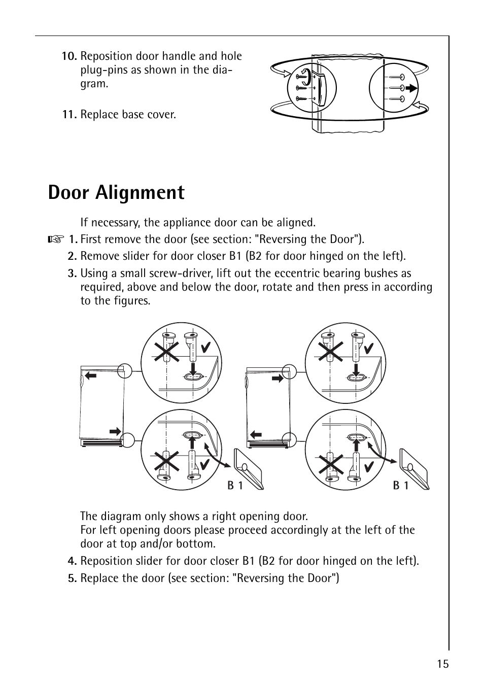 Door alignment | Electrolux ARCTIS No-frost (frost free) User Manual | Page 15 / 40