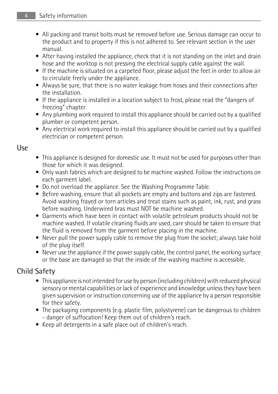 Child safety | Electrolux L 56840 User Manual | Page 4 / 36