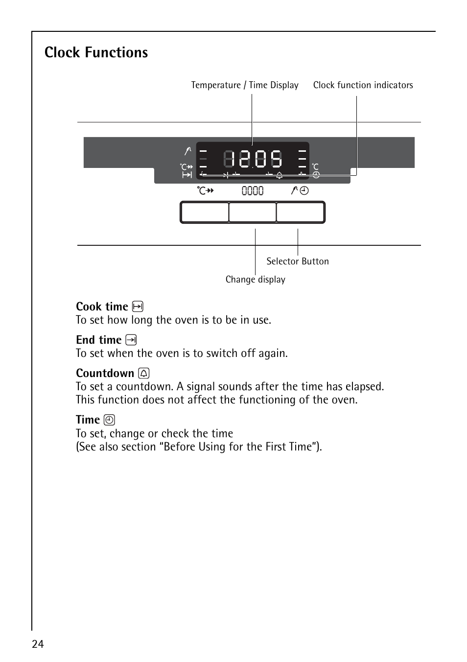 Clock functions | Electrolux E5731-4 User Manual | Page 24 / 64