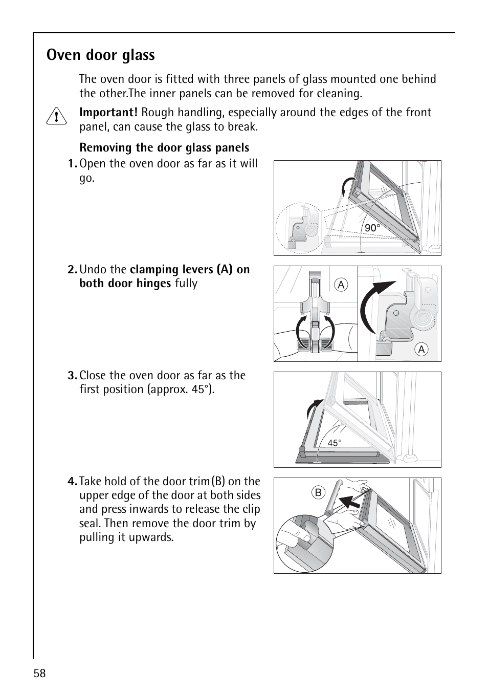 Oven door glass | Electrolux E5731-4 User Manual | Page 58 / 64