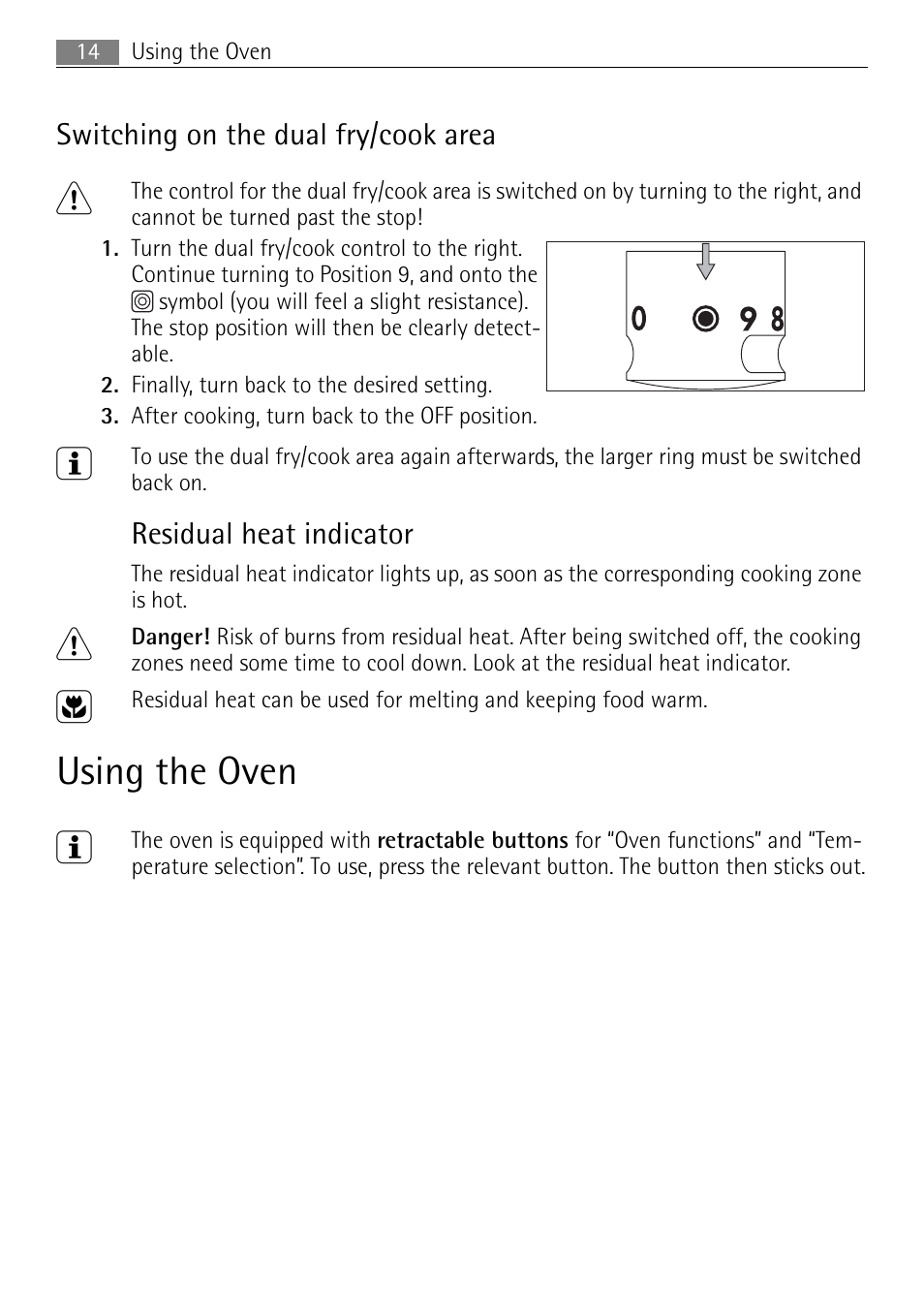 Using the oven 3 | Electrolux 41016VI User Manual | Page 14 / 60