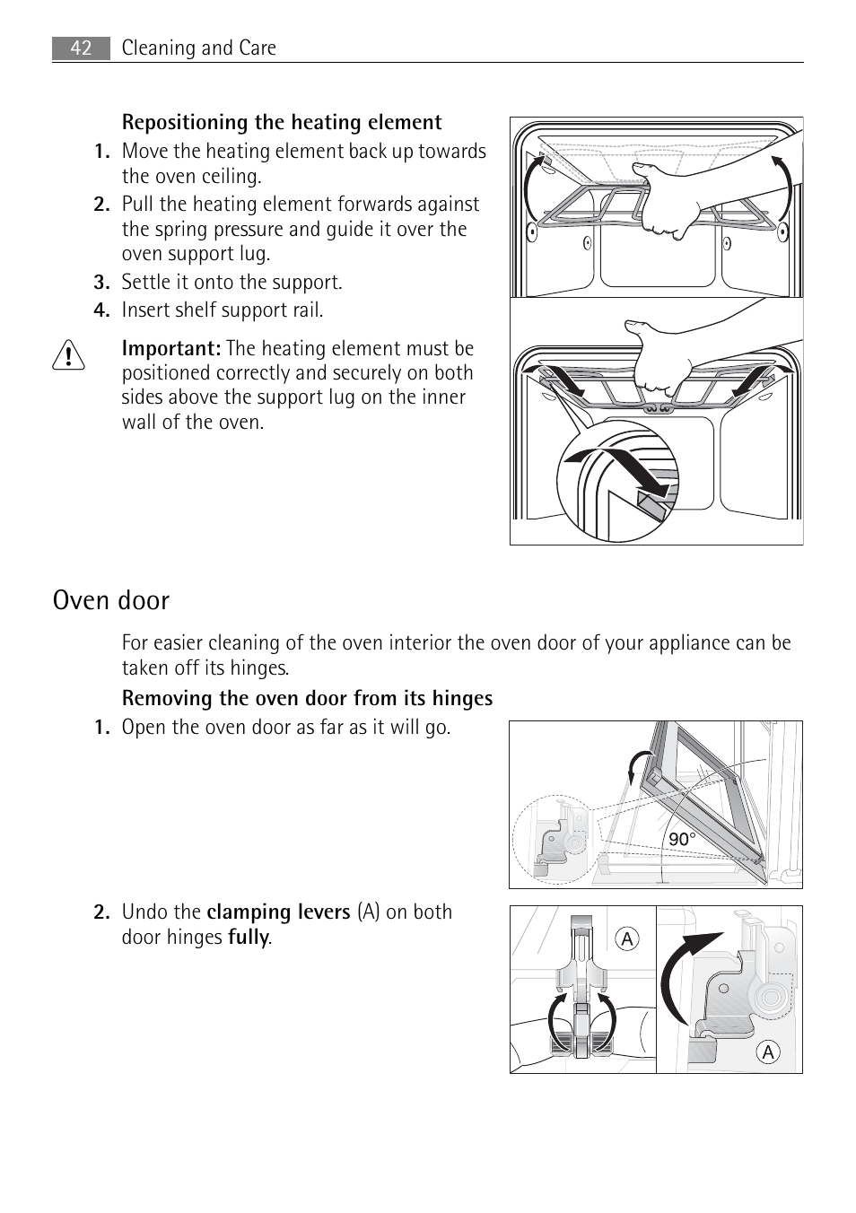 Oven door | Electrolux 41016VI User Manual | Page 42 / 60