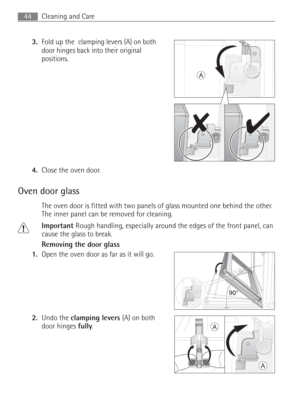 Oven door glass | Electrolux 41016VI User Manual | Page 44 / 60