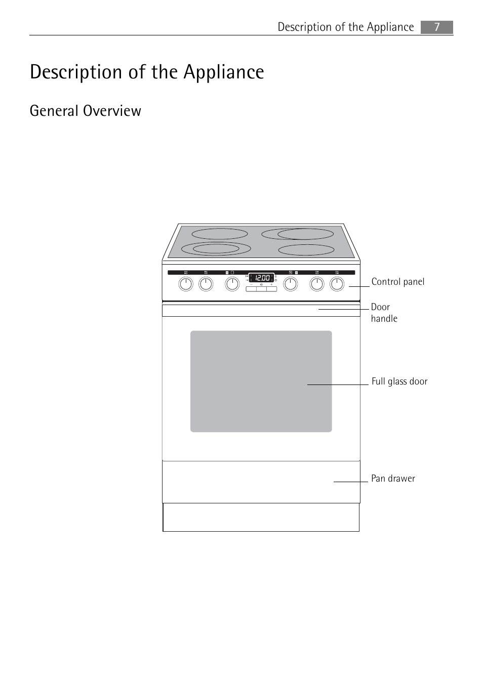 Description of the appliance, General overview | Electrolux 41016VI User Manual | Page 7 / 60