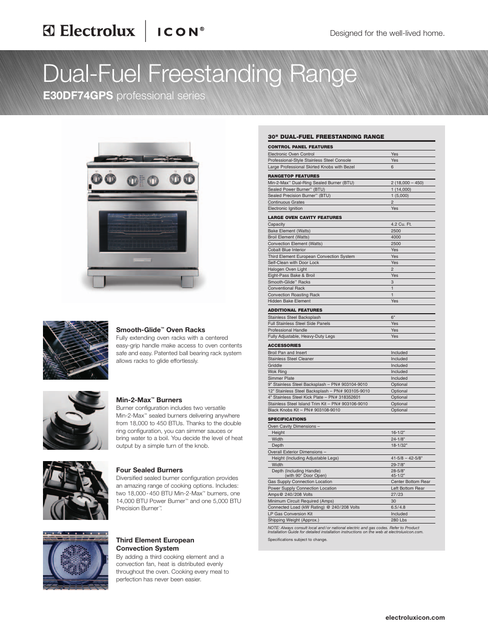 Electrolux E30DF74GPS User Manual | 2 pages