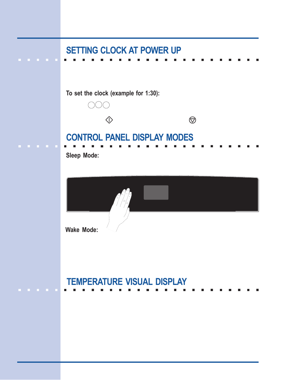 Getting started, Temperature visual display | Electrolux E30EW85GSS User Manual | Page 14 / 44