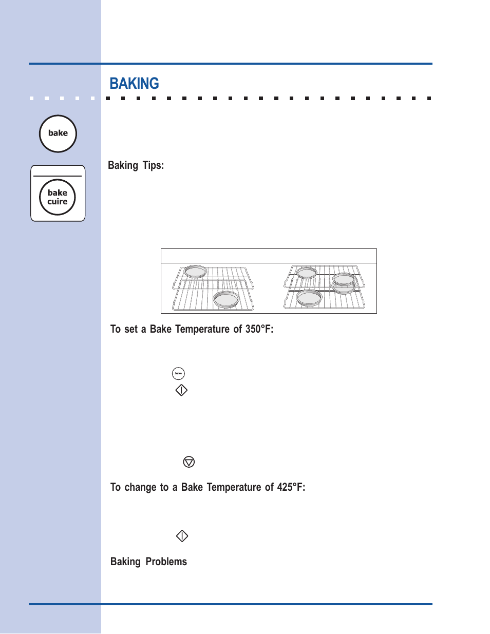 Cooking modes, Baking, Baking tips | Baking problems | Electrolux E30EW85GSS User Manual | Page 16 / 44