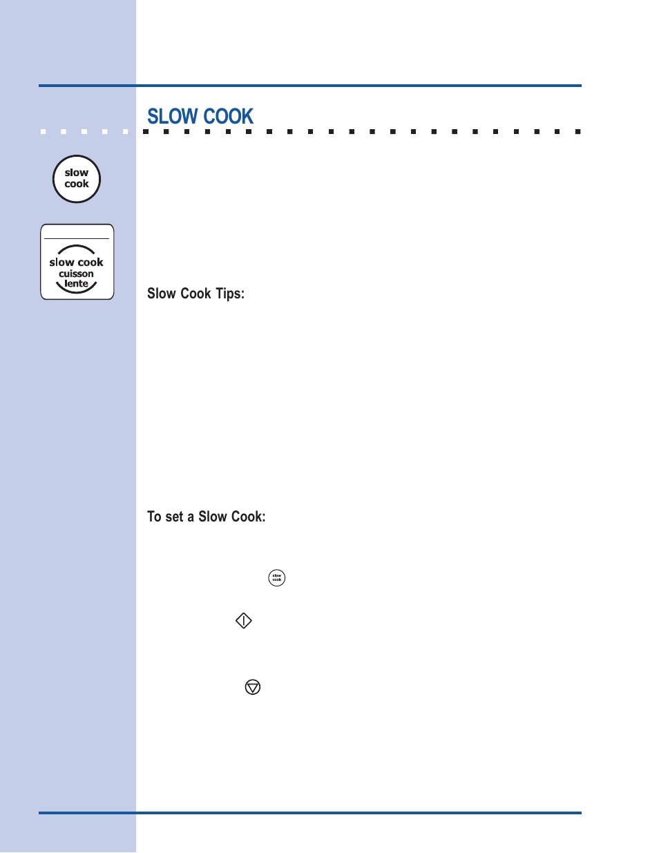 Cooking modes, Slow cook, Slow cook tips | Electrolux E30EW85GSS User Manual | Page 24 / 44