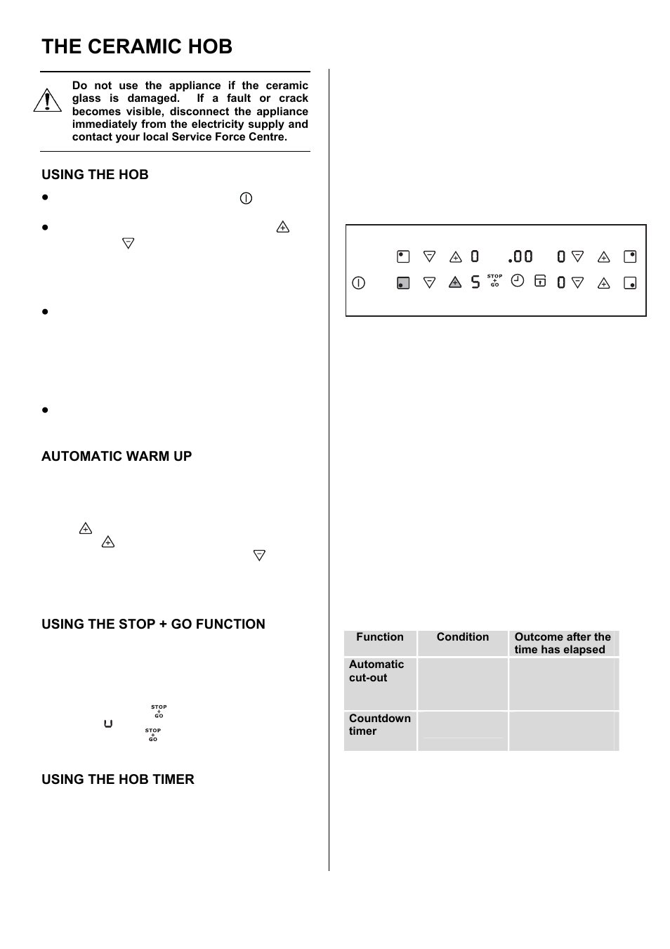 The ceramic hob | Electrolux U28003 EKT6045 User Manual | Page 12 / 48