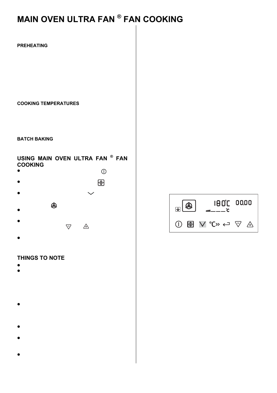 Main oven ultra fan, Fan cooking | Electrolux U28003 EKT6045 User Manual | Page 20 / 48