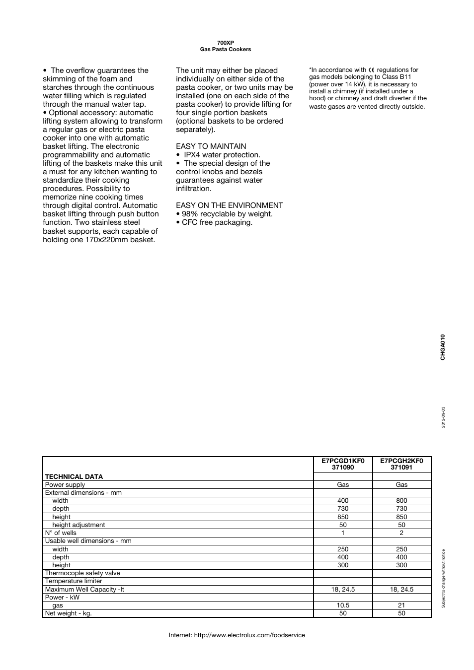 Electrolux GAS PASTA COOKERS 700XP User Manual | Page 2 / 5