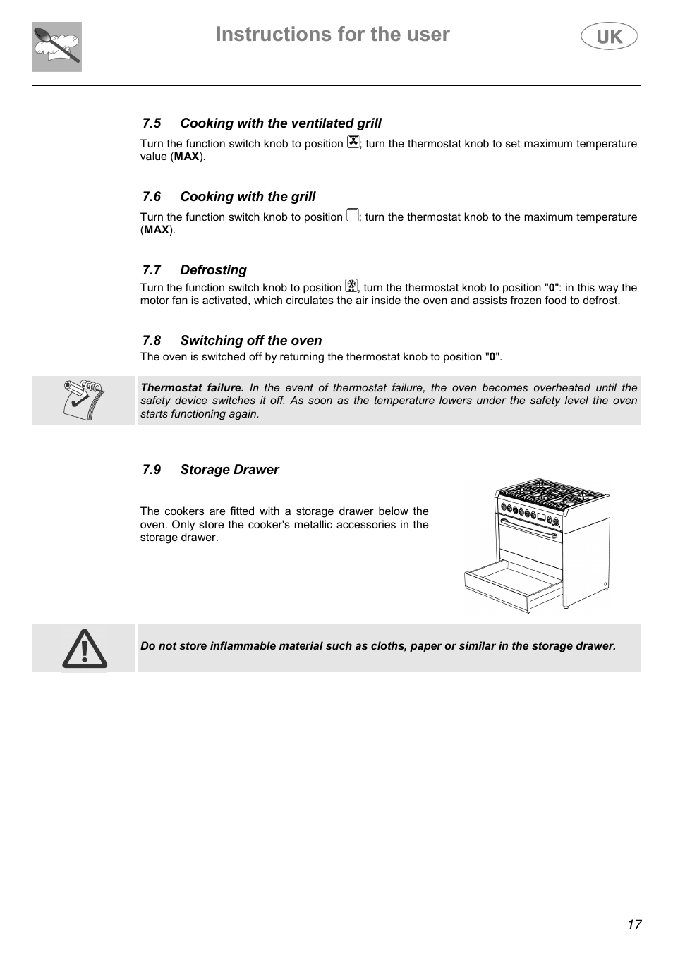 Instructions for the user | Electrolux C41022G User Manual | Page 17 / 36