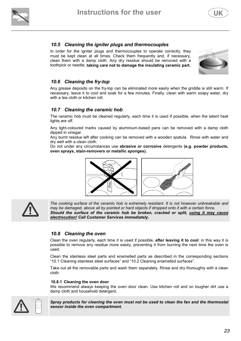 Instructions for the user | Electrolux C41022G User Manual | Page 23 / 36