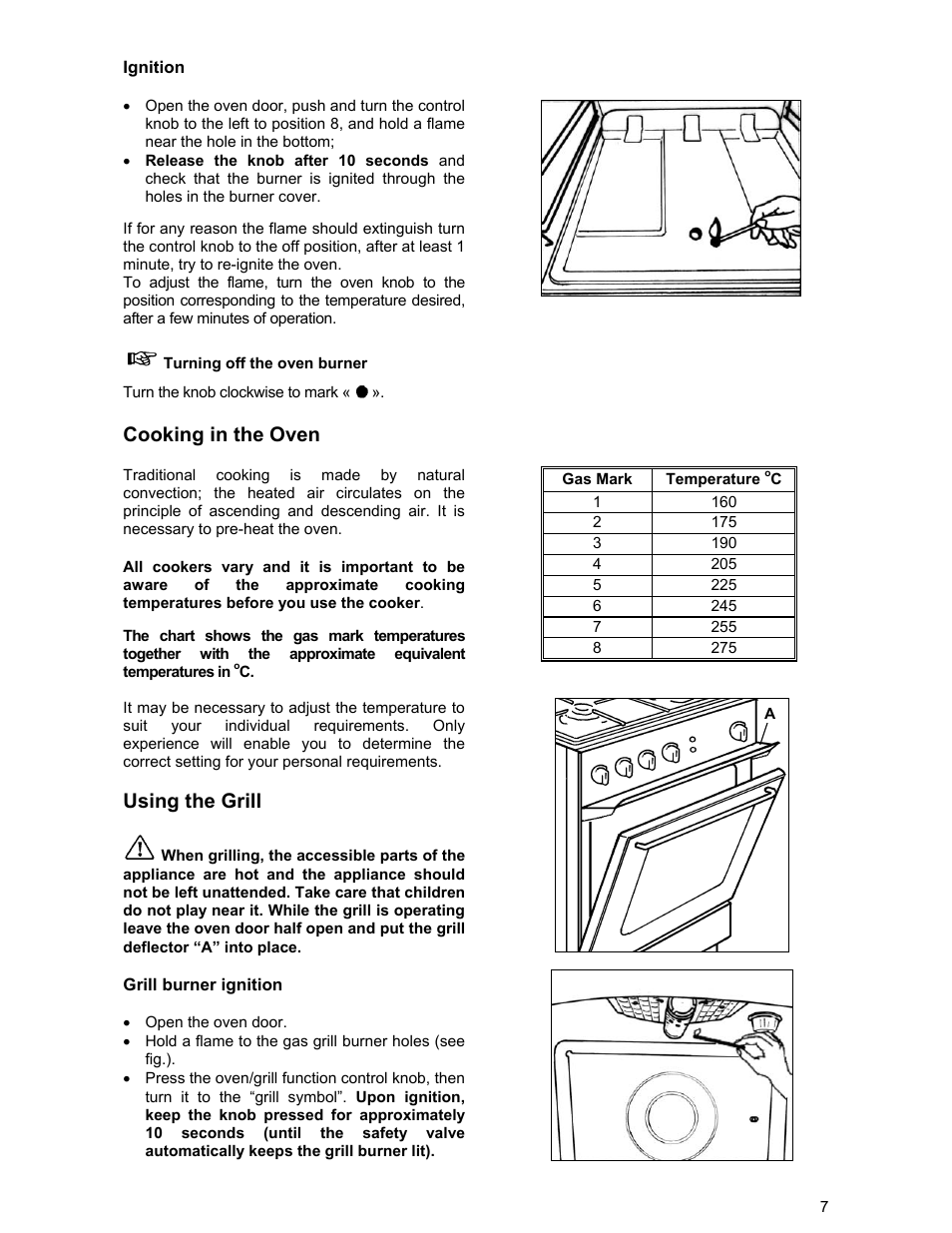 Cooking in the oven, Using the grill | Electrolux DSO51GA User Manual | Page 7 / 27