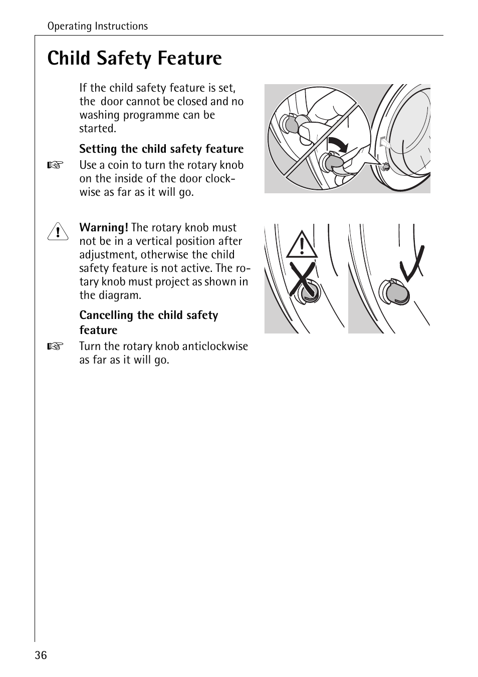Child safety feature | Electrolux LAVAMAT W 1059 User Manual | Page 36 / 52