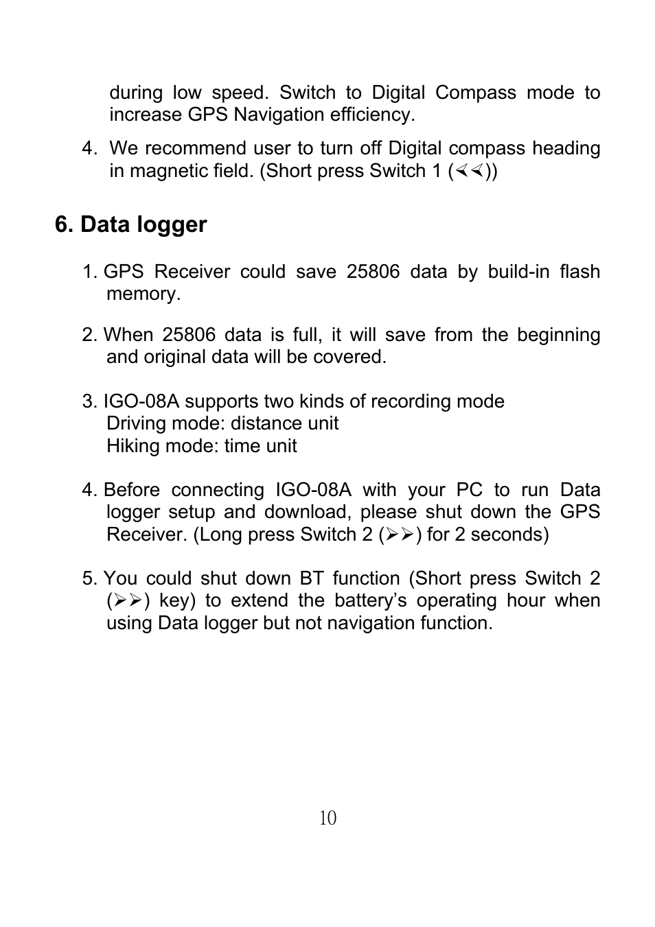 Data logger | Emprex GPS Bluetooth Receiver IGO-08A User Manual | Page 14 / 21