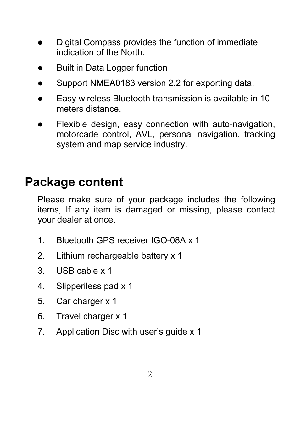 Package content | Emprex GPS Bluetooth Receiver IGO-08A User Manual | Page 6 / 21