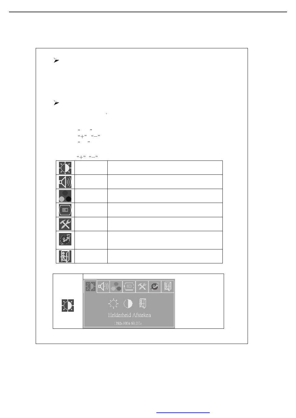 Installatie van de monitor, Voorkant kontrole dashboard, Snel menu functies | Tweede m enu zetten | Emprex Color TFT LCD Monitor LM1541 User Manual | Page 35 / 51
