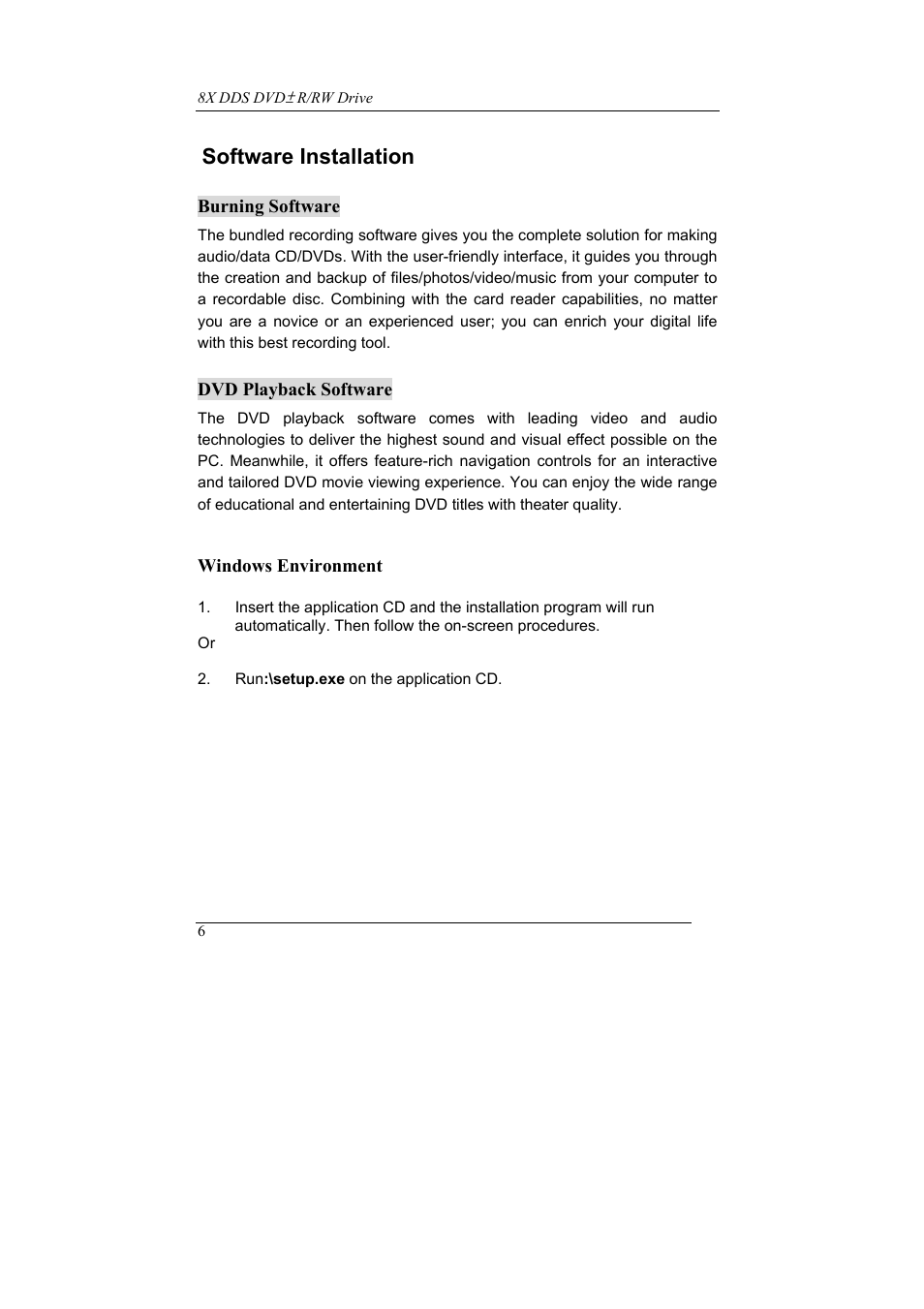 Software installation | Emprex 8X DDS User Manual | Page 10 / 24