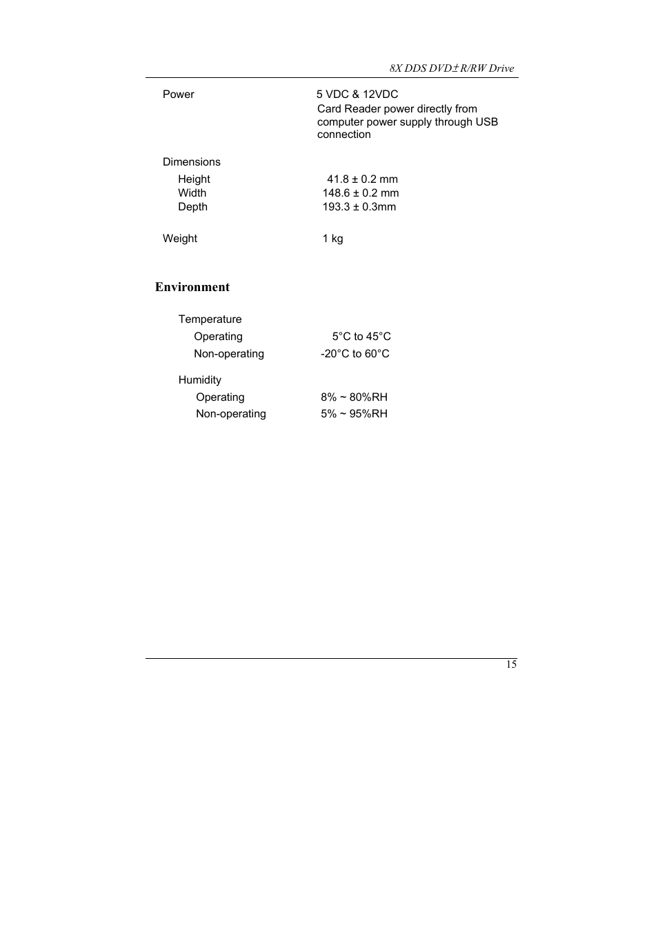 Environment | Emprex 8X DDS User Manual | Page 19 / 24