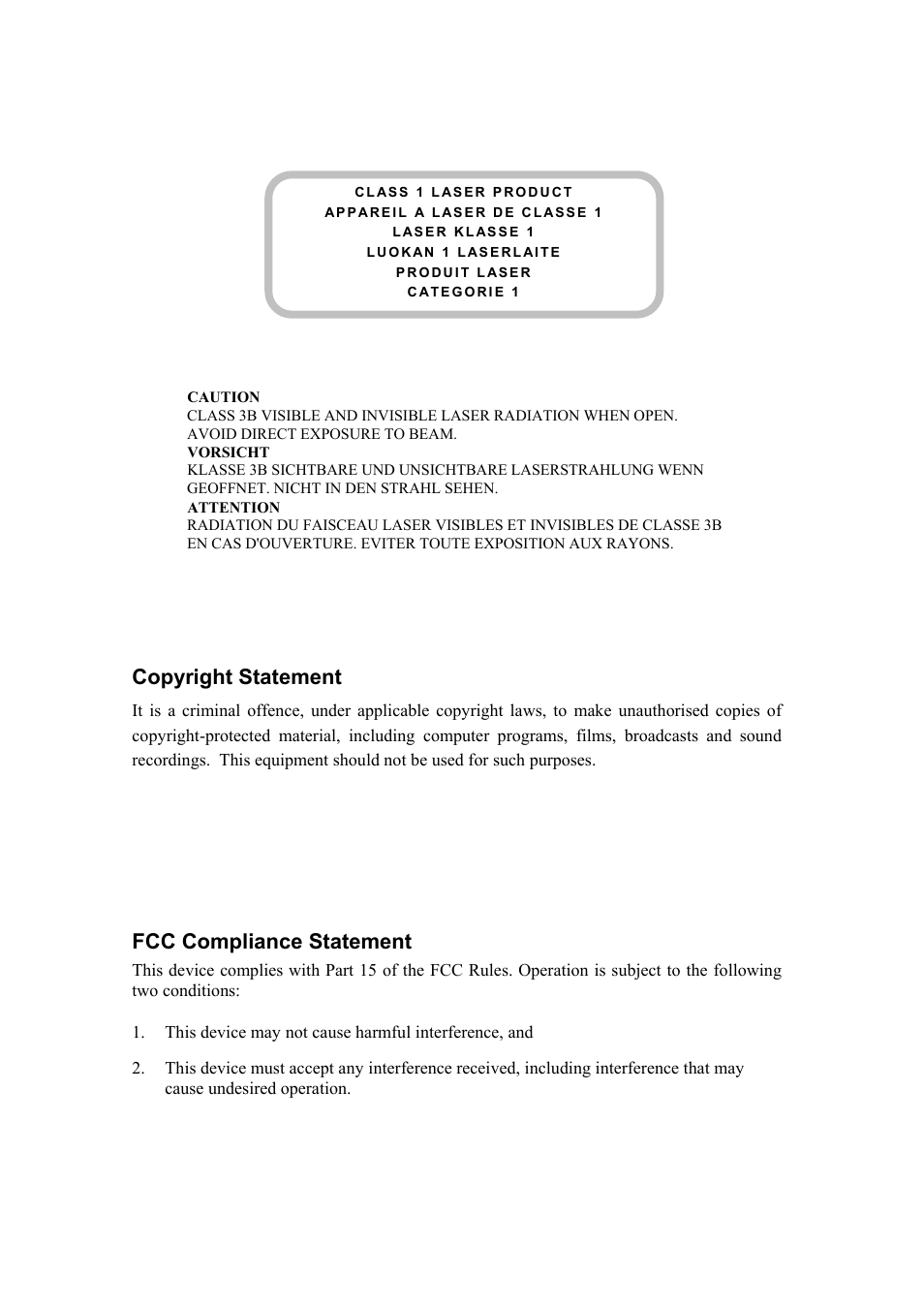 Copyright statement, Fcc compliance statement | Emprex USB 2.0 External Drive User Manual | Page 2 / 19