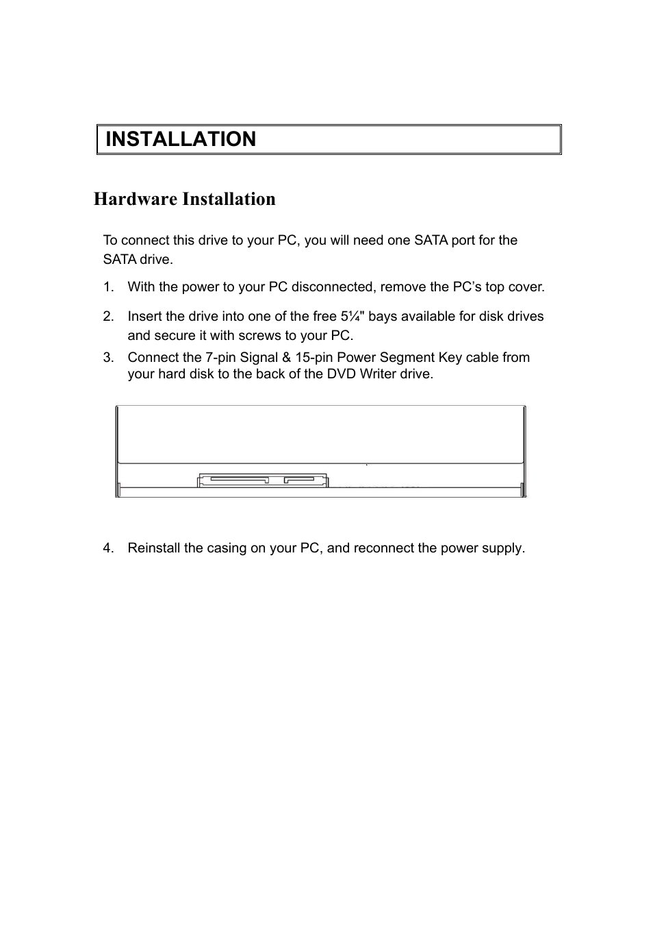 Installation, Hardware installation | Emprex DVD Writer 18X User Manual | Page 8 / 18