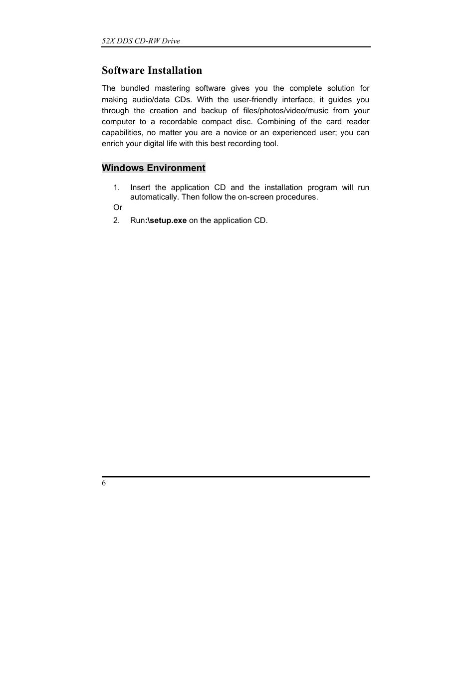 Software installation | Emprex 52X DDS User Manual | Page 10 / 18