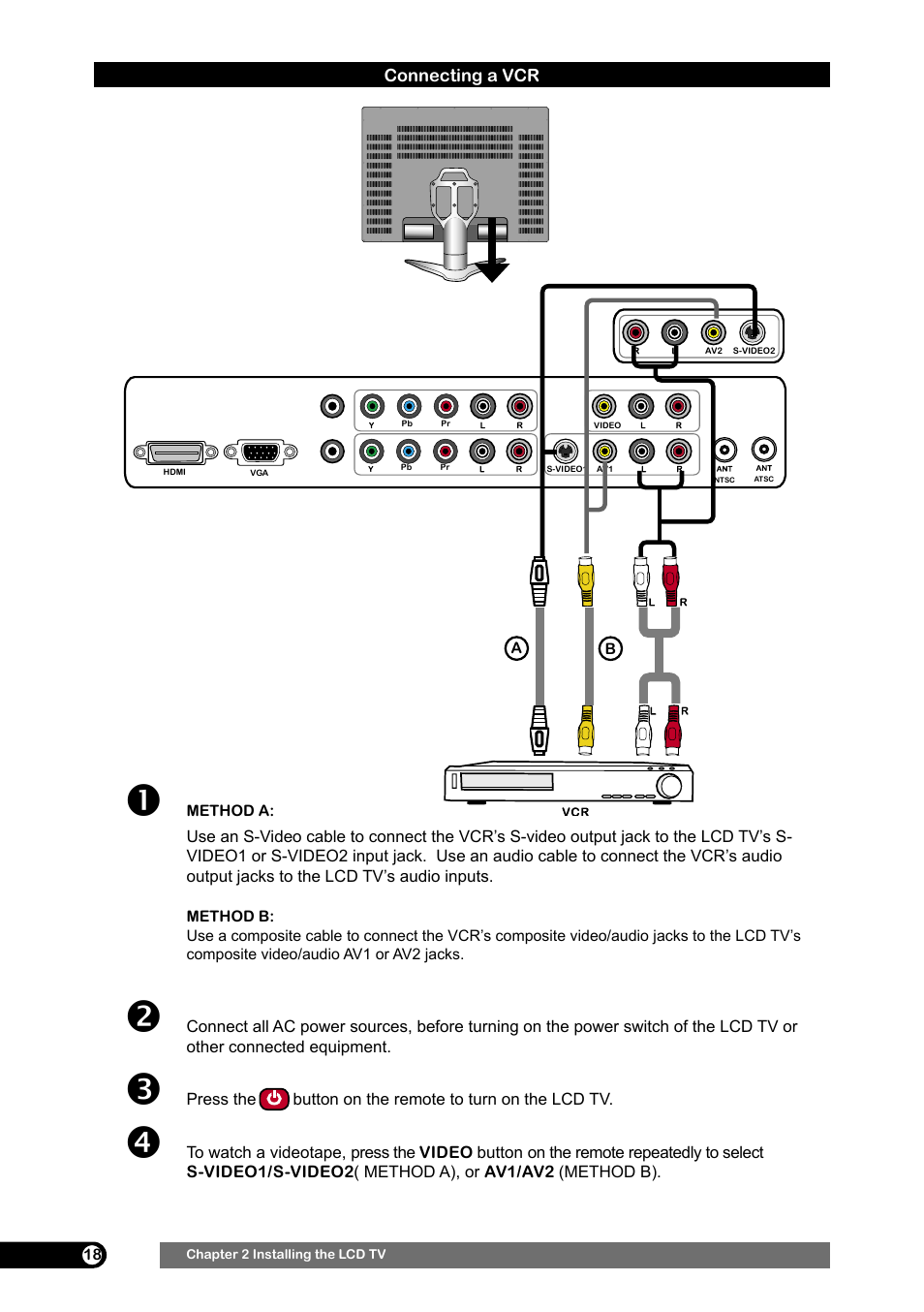 Connecting a vcr | Emprex HD-3701 User Manual | Page 19 / 52