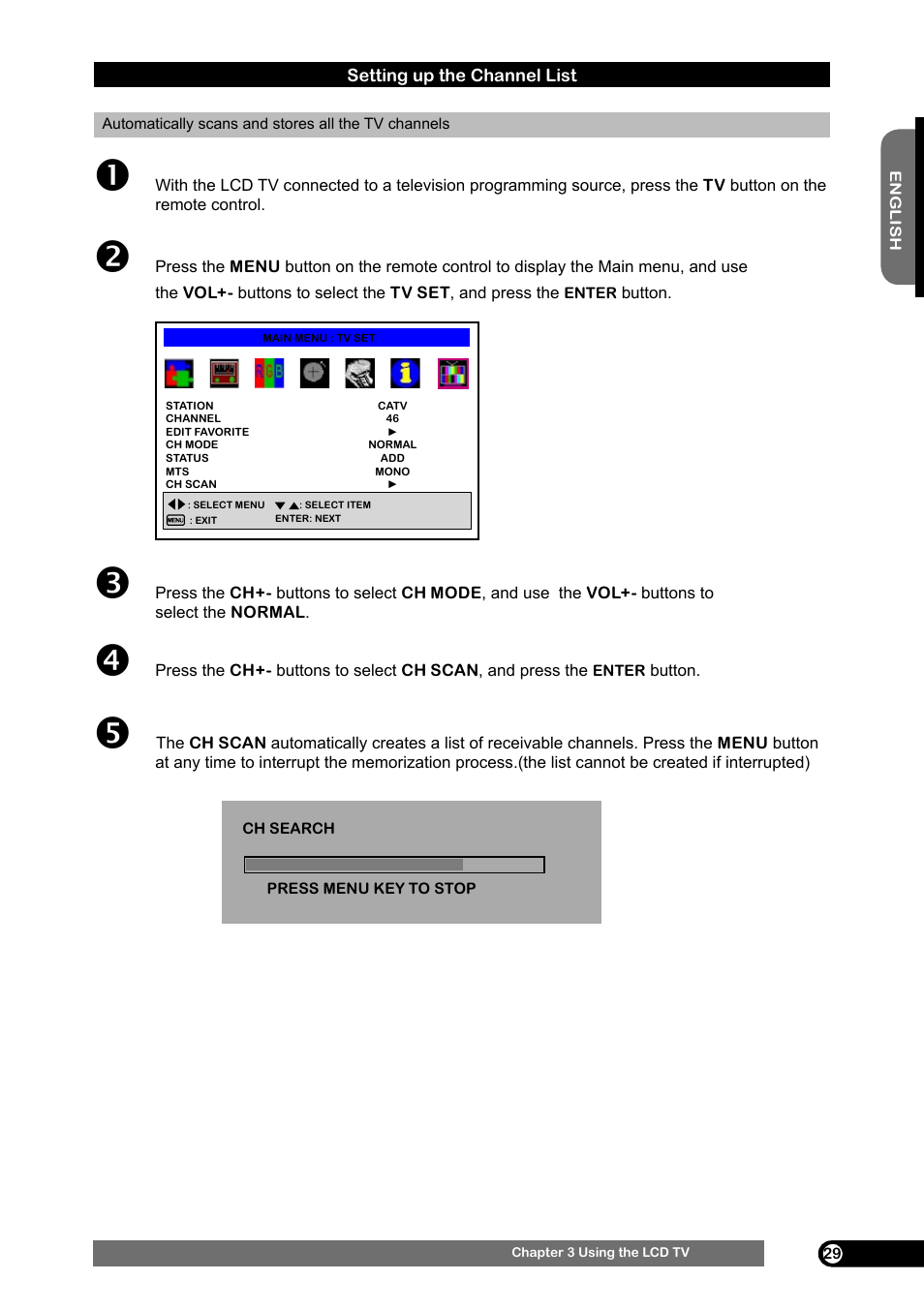 Setting up the channel list | Emprex HD-3701 User Manual | Page 30 / 52