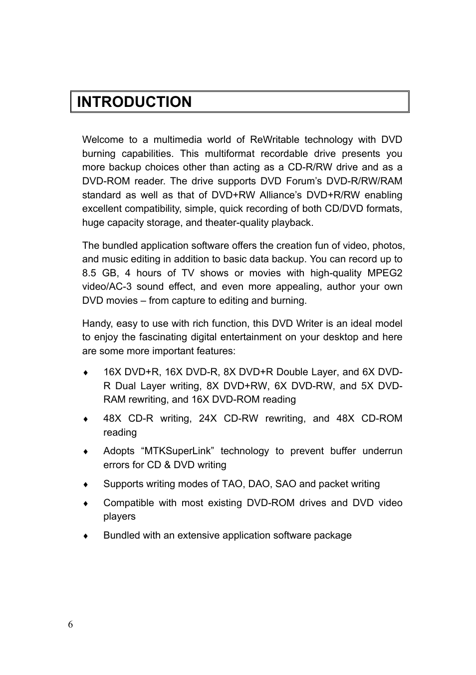 Introduction | Emprex Network Device DVDRW-2016SA User Manual | Page 6 / 19