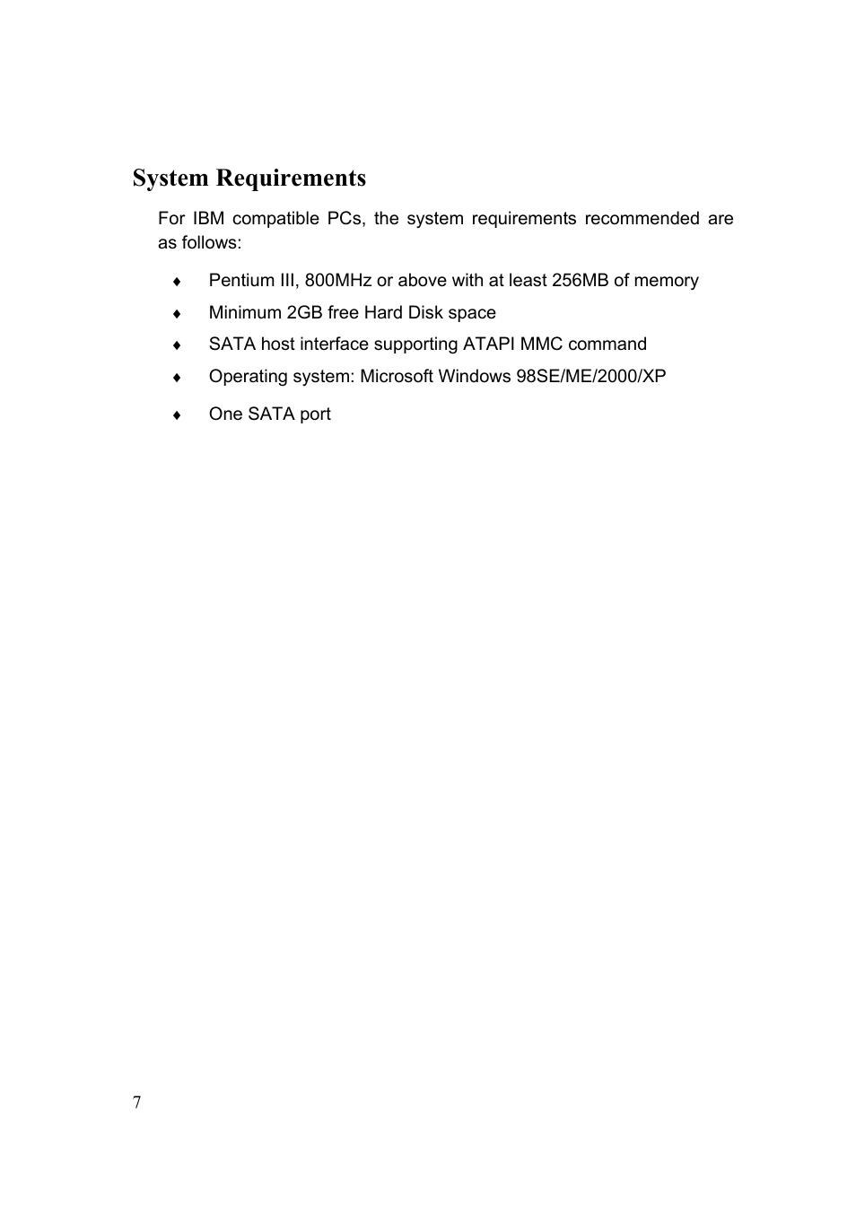 System requirements | Emprex Network Device DVDRW-2016SA User Manual | Page 7 / 19