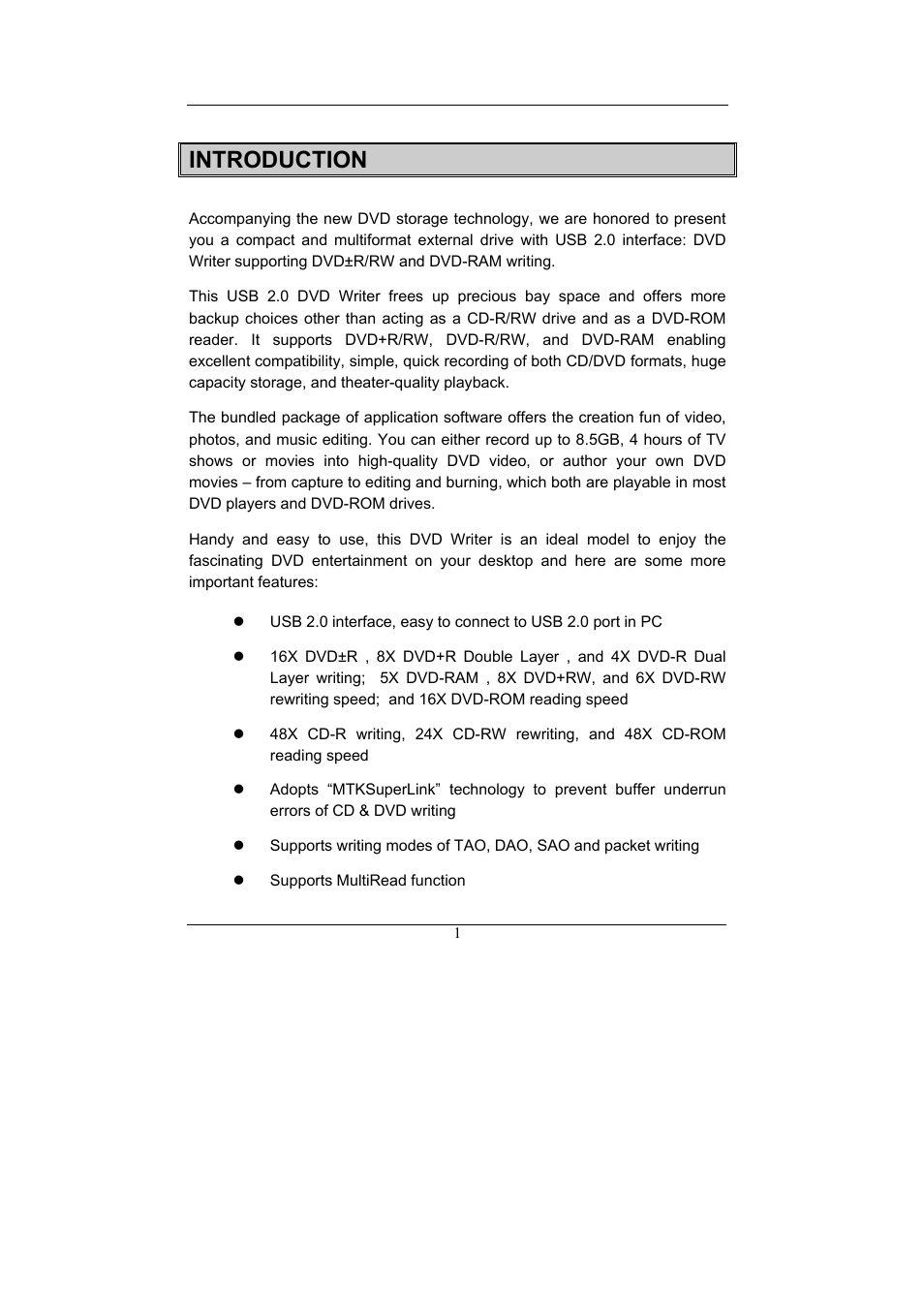 Introduction | Emprex Network Device DVDRW 2016UI User Manual | Page 5 / 18