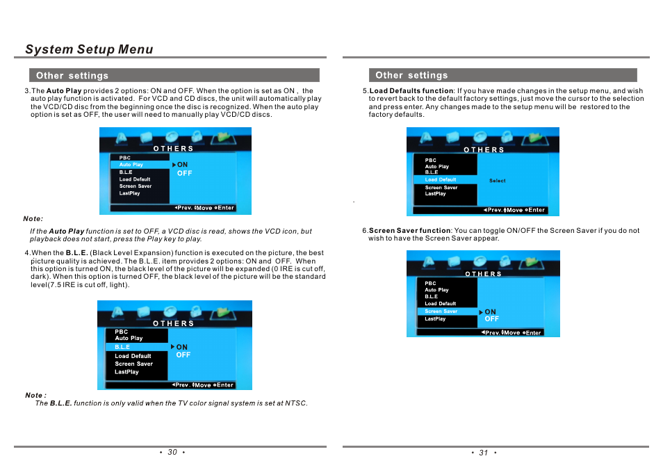 System setup menu | Emprex PD-7001 User Manual | Page 18 / 22