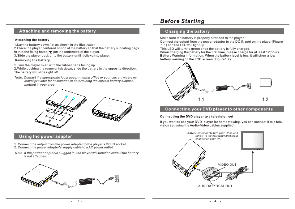 ¶}©l2, °ª¯å2, ³]¸m4 | Emprex PD-7001 User Manual | Page 4 / 22