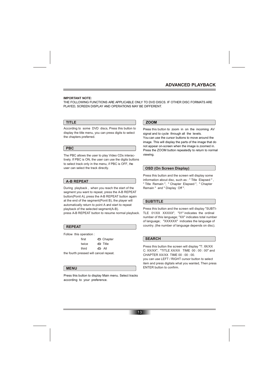 Т³гж 15, Advanced playback | Emprex PD-7201 User Manual | Page 15 / 25