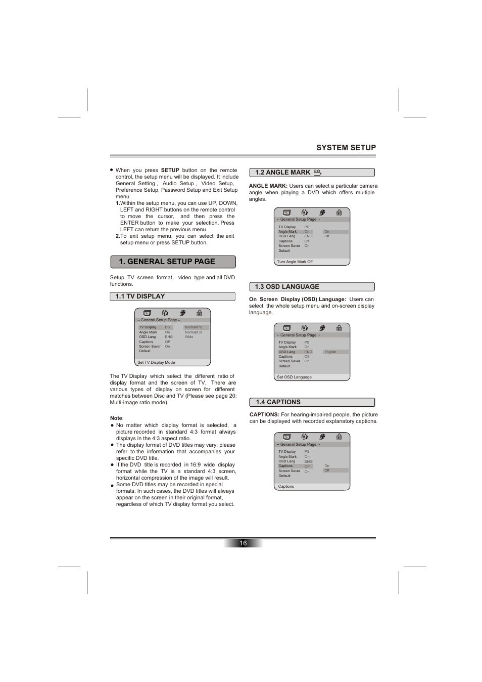 Т³гж 18, System setup, General setup page | Emprex PD-7201 User Manual | Page 18 / 25