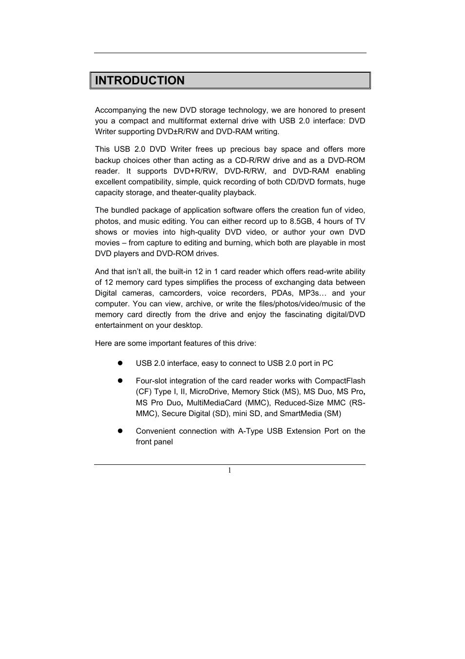 Introduction | Emprex 16X DVD Writer USB 2.0 User Manual | Page 5 / 20