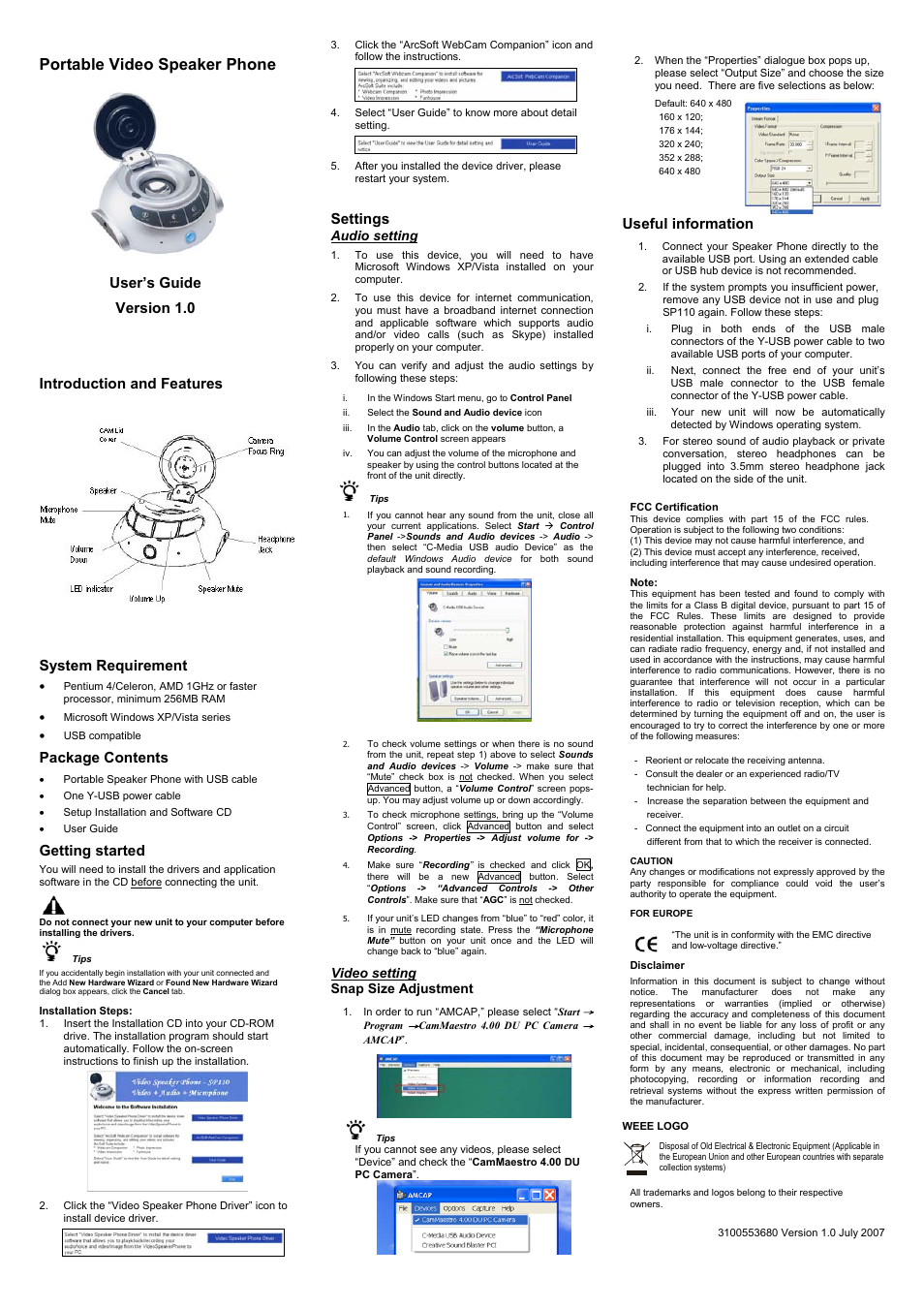 Emprex SP110 User Manual | 2 pages